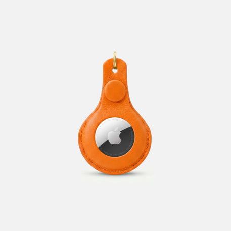 William Walker Leather AirTag Holder for Dog Collar & Keys Amber (Orange)