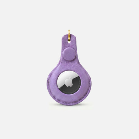 William Walker Leather AirTag Holder for Dog Collar & Keys Lavender (purple)