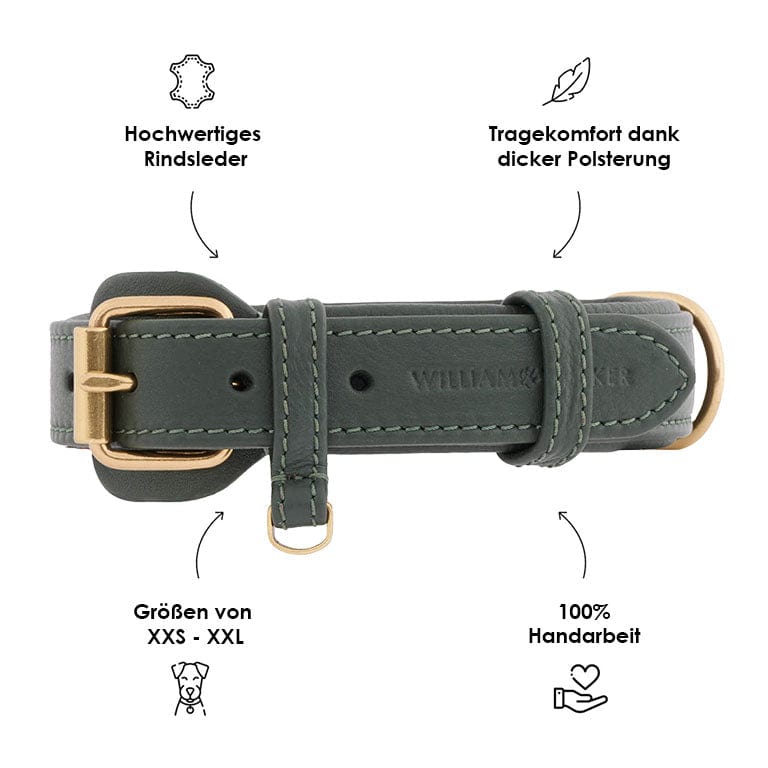 William Walker Leder Hundehalsband Dark Moss (Waldgrün)