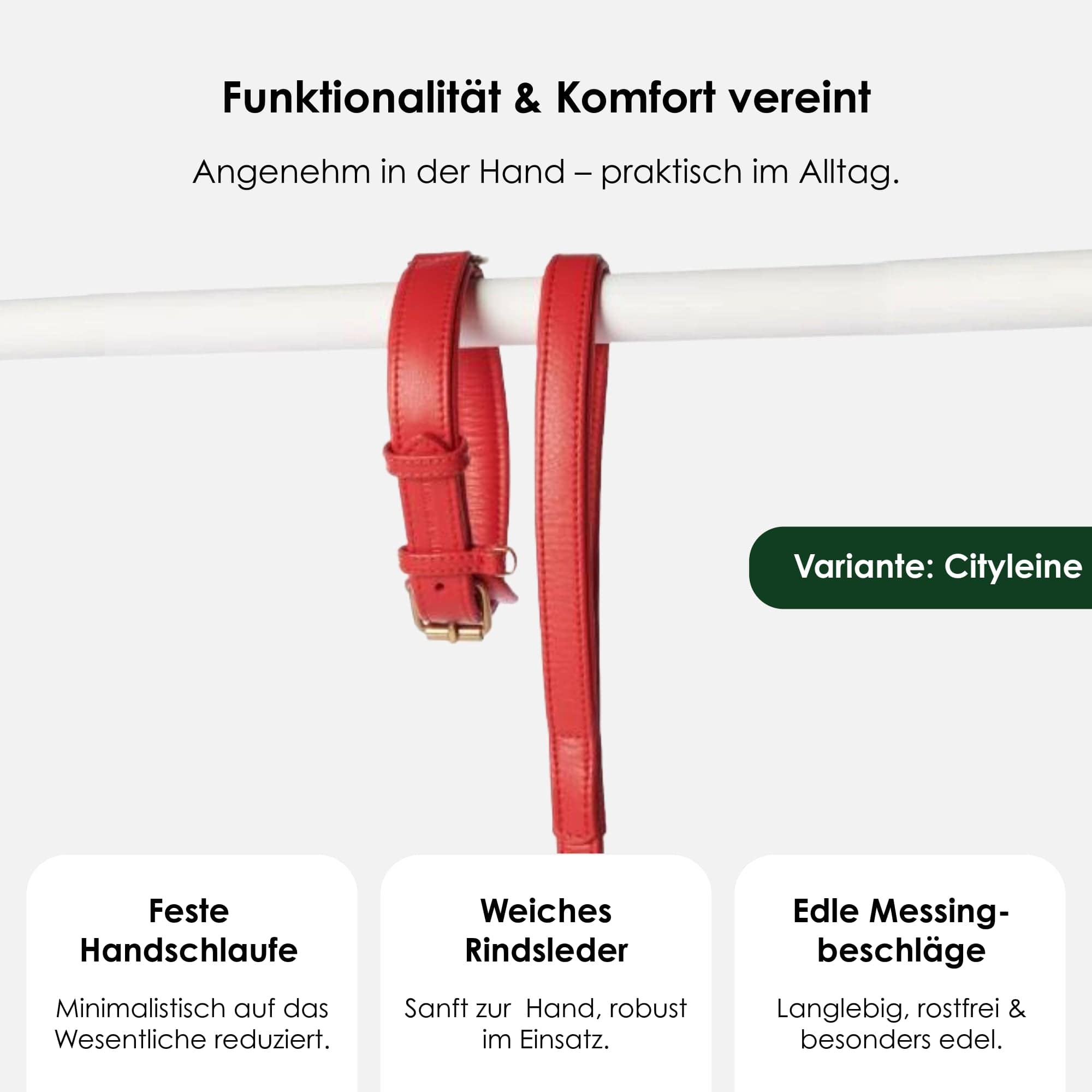 William Walker Hochwertige Leder Hundeleine Chili (Rot)