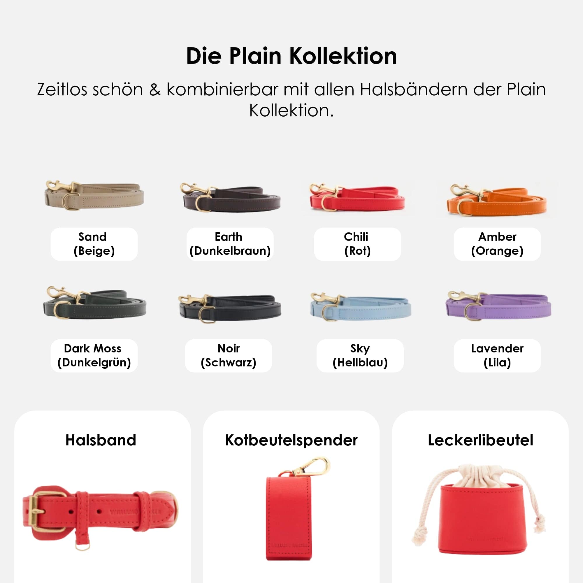 William Walker Hochwertige Leder Hundeleine Chili (Rot)