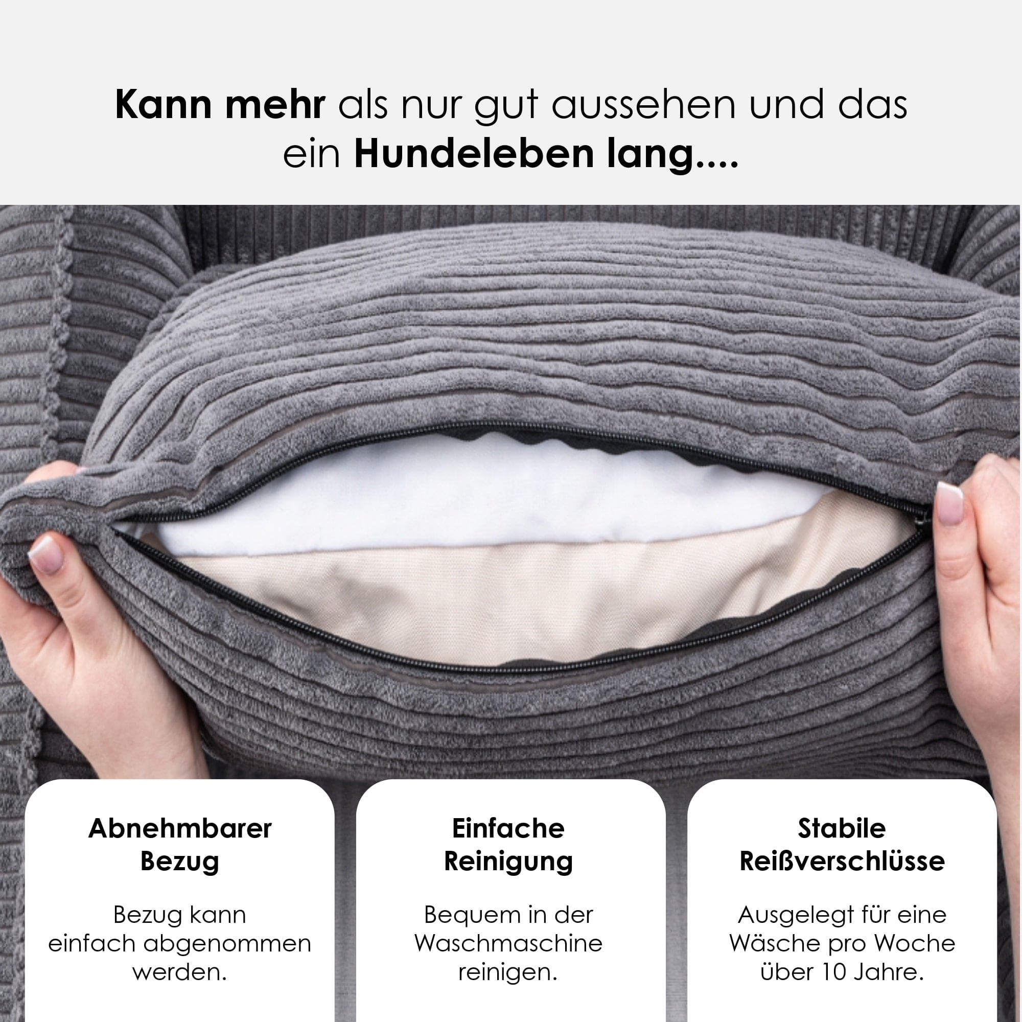 William Walker Orthopädisches Cord Hundebett Charcoal (Grau)