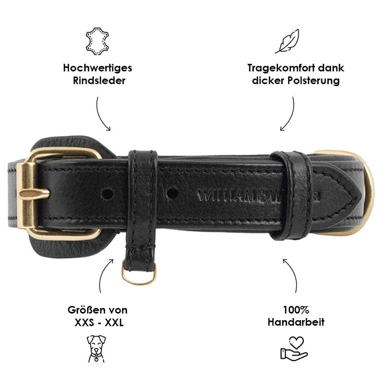 William Walker Leder Hundehalsband Noir (Schwarz)