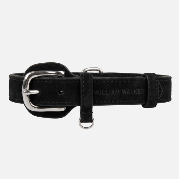Dog Collar in Water-Resistant Nubuck Leather Nero (Black)