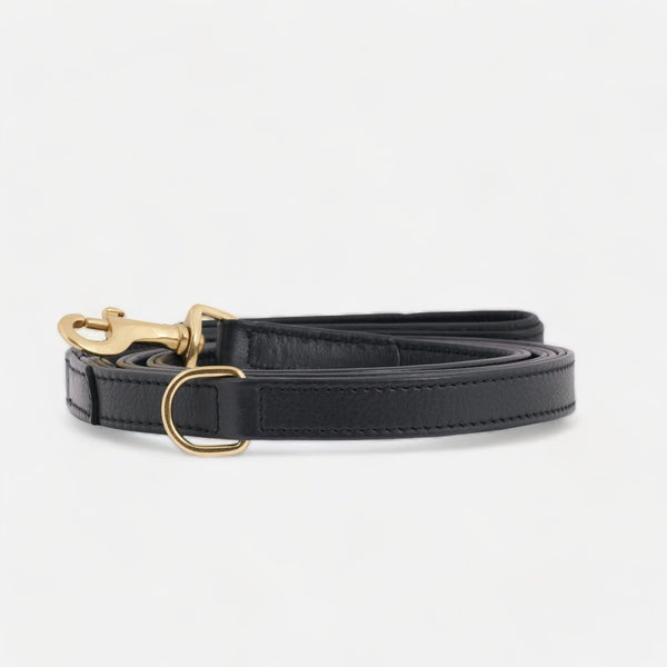 Premium Leather Dog Leash Noir (Black)