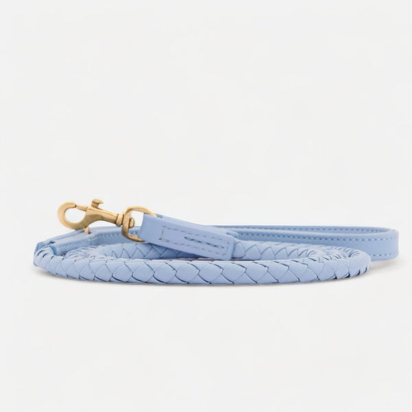 Premium Leather Dog Leash Twisted Sky (Baby Blue)