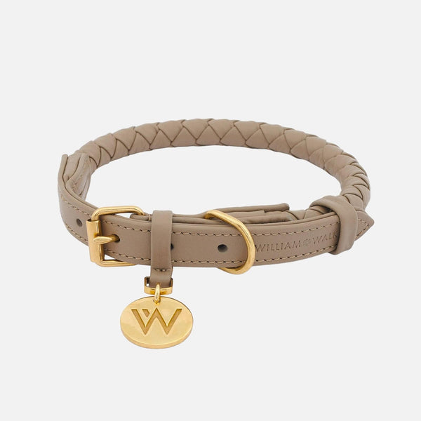 Leather Dog Collar Twisted Sand (Beige)