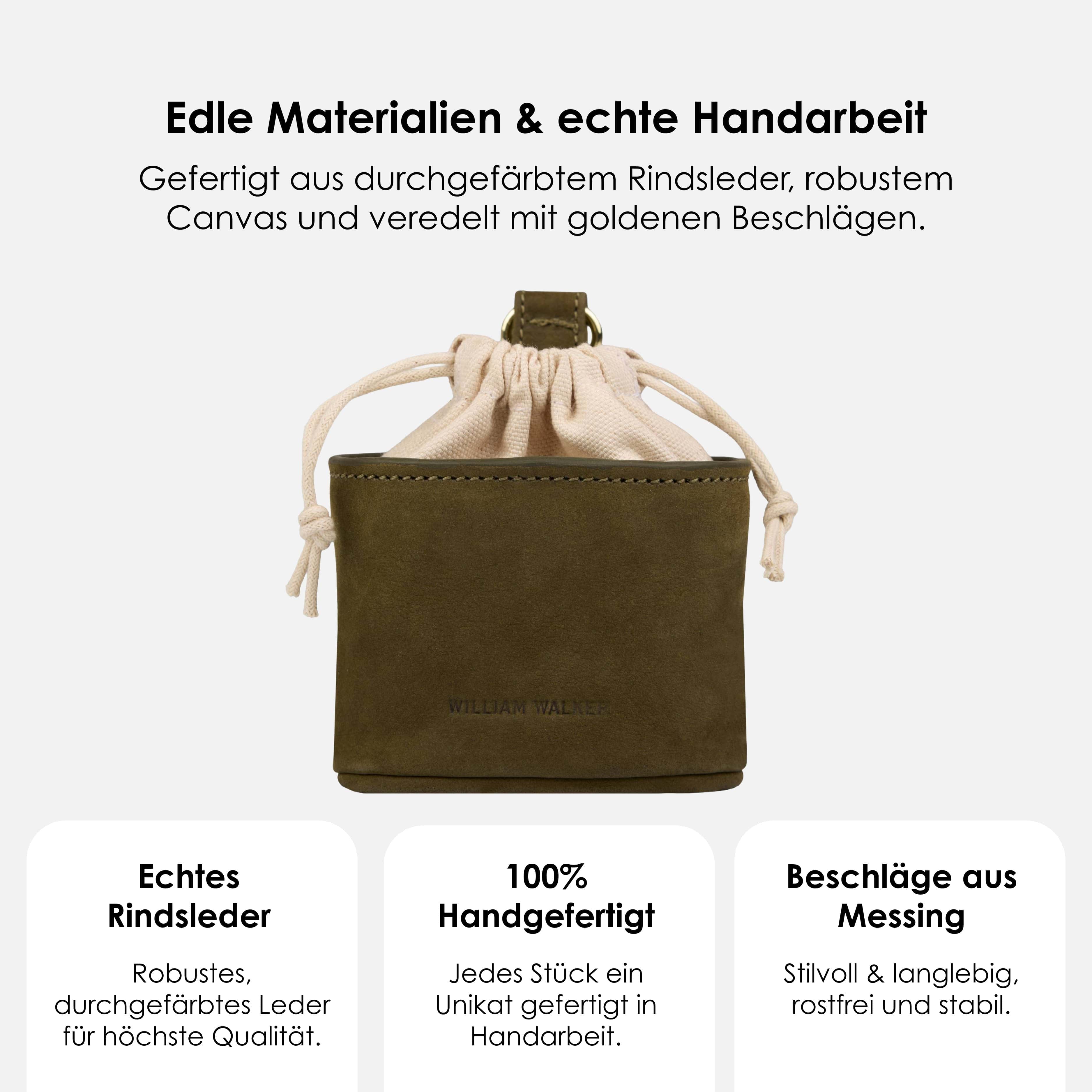 William Walker Leckerlibeutel aus wasserfestem Nubukleder Pistachio (Grün)