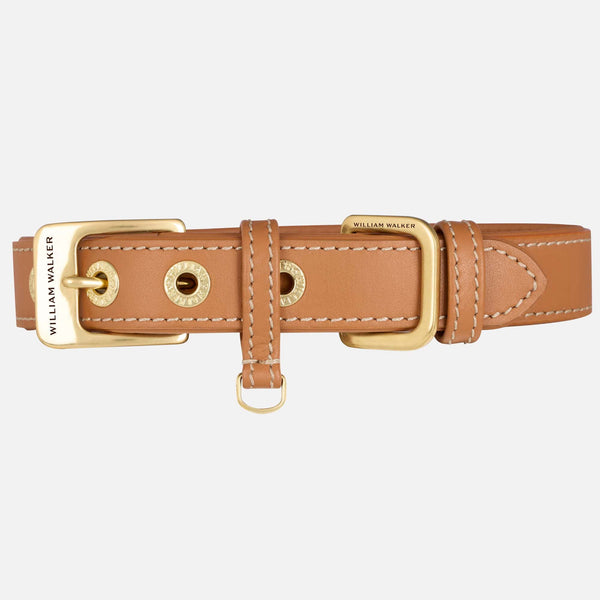 Smooth Leather Dog Collar Caramel (Brown)