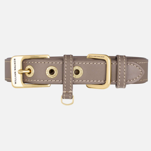 Smooth Leather Dog Collar Pebble (Taupe)