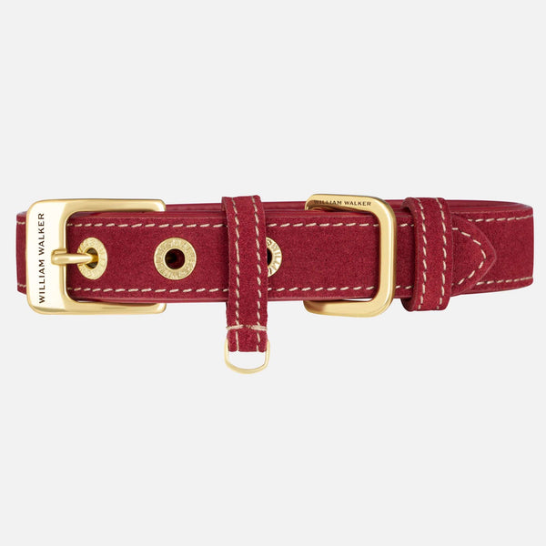 Suede Dog Collar Lambrusco (Bordeaux Red)